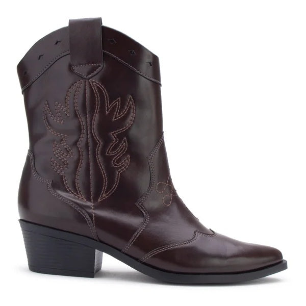 Bota Cano Médio Country Detalhe Bordado Rocha