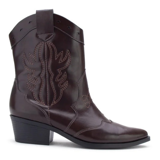 Bota Cano Médio Country Detalhe Bordado Rocha