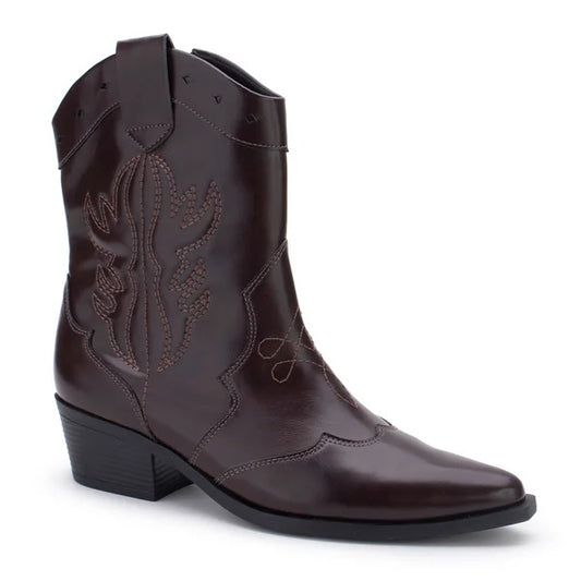 Bota Cano Médio Country Detalhe Bordado Rocha