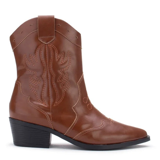 Bota Cano Médio Country Detalhe Bordado